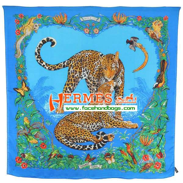 Hermes Cashmere Square Scarf bLUE HECASS 140 x 140